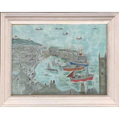 409 - Anne Harriet Sefton 'FISH' (1890-1965) Harbour Scene, pencil and watercolour on paper, 29x39cm

Prov... 