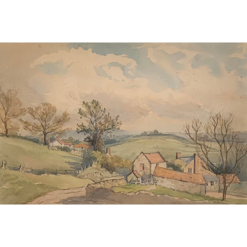 344 - Mary Williams RWA (1911-2002) Evening on the Mendips, 1955, watercolour, 31x49cm