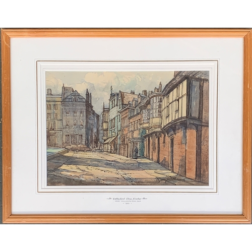 346 - Mary Williams RWA (1911-2002) Cathedral Close, Exeter, 1963, watercolour, signed lower right, 26x36c... 