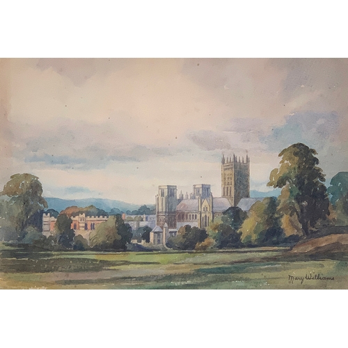 347 - Mary Williams RWA (1911-2002) Wells Cathedral From Tor Hill, 1946, watercolour, signed lower right, ... 