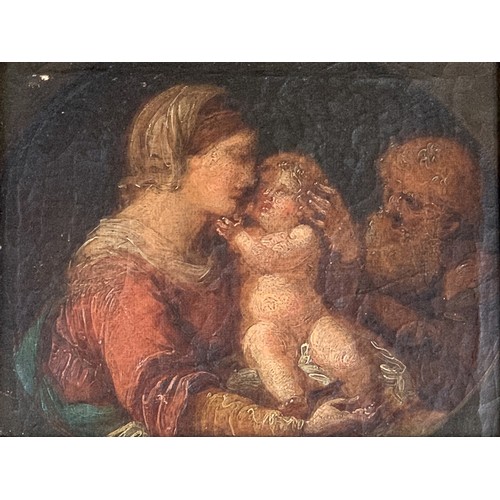 370 - 18th century Dutch, madonna and child, oil on canvas, 17x22.5cm