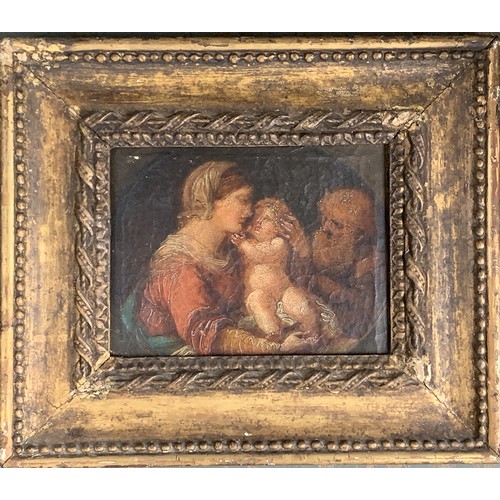 370 - 18th century Dutch, madonna and child, oil on canvas, 17x22.5cm