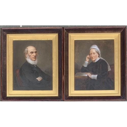 373 - A pair of 19th century portraits, oil on board, 35x28cm