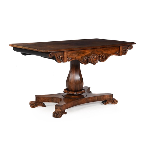 632 - A William IV rosewood library table, circa 1835, 73cm high, 133cm wide, 67cm deep 

Provenance: Lock... 