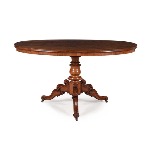 639 - A Victorian mahogany centre table, circa 1860, the oval top above a turned stem and tripod base, 77c... 