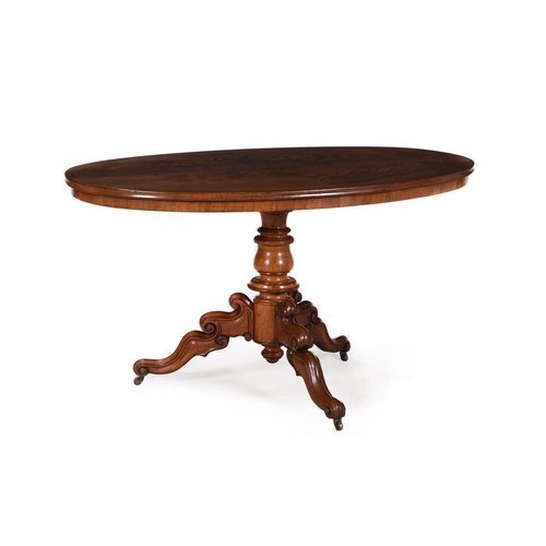 639 - A Victorian mahogany centre table, circa 1860, the oval top above a turned stem and tripod base, 77c... 