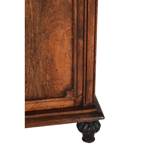 614 - A William IV rosewood side cabinet, circa 1835, with galleried superstructure, the pair of 
cupboard... 