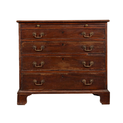 576 - A George III mahogany chest of drawers, circa 1790, with brushing slide above four drawers, 
85cm hi... 