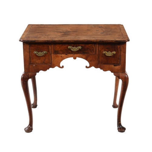 594 - A walnut and crossbanded side table, early 18th century and later, 70cm high, 75cm 
wide, 51cm deep