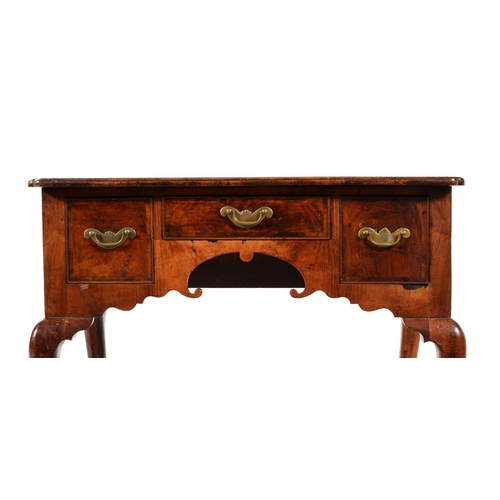 594 - A walnut and crossbanded side table, early 18th century and later, 70cm high, 75cm 
wide, 51cm deep