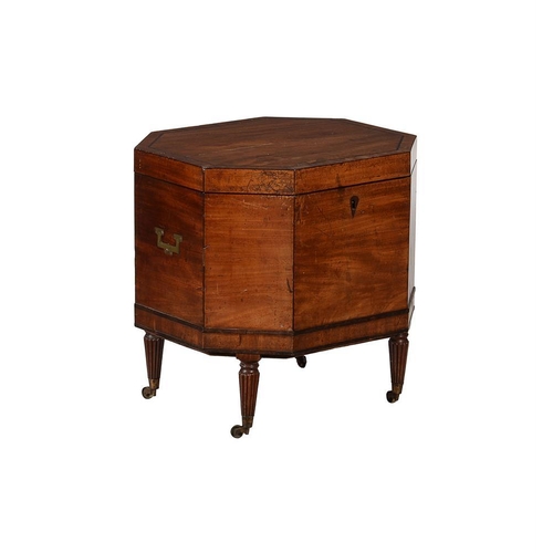 610 - A Regency mahogany and ebony line inlaid octagonal cellaret, early 19th century, 57cm high, 56cm wid... 