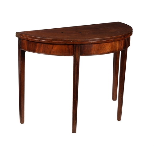 601 - A George III mahogany and inlaid folding tea table, circa 1800, 74cm high, 99cm wide, 49cm deep