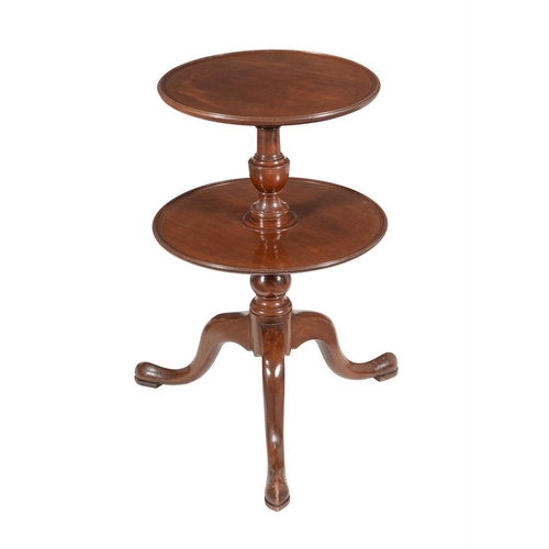 592 - A George III mahogany two tier dumb waiter, circa 1780, 82cm high, 52cm diameter