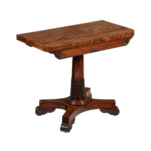 605 - A William IV mahogany card table, circa 1835, 77cm high, 92cm wide, 45cm deep