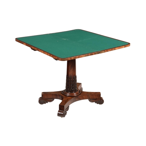 605 - A William IV mahogany card table, circa 1835, 77cm high, 92cm wide, 45cm deep