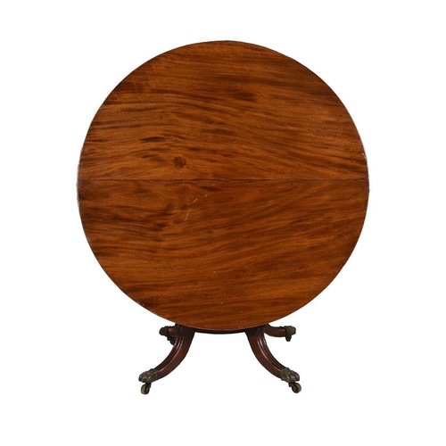 638 - A George IV mahogany centre table, circa 1825, the circular top with reeded edge and frieze, 73cm hi... 