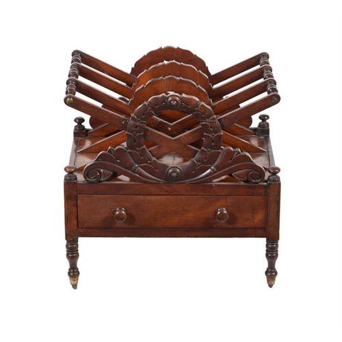 649 - A William IV mahogany Canterbury, circa 1835, after a design by J. C. Loudon, 51cm high, 
50cm wide,... 