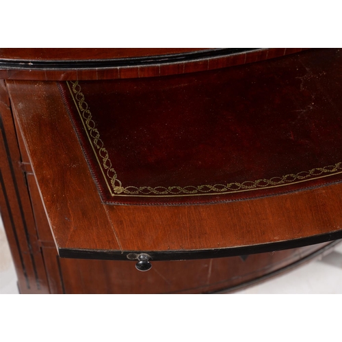 620 - A continental mahogany and ebony strung side cabinet, circa 1820, the superstructure with arrangemen... 