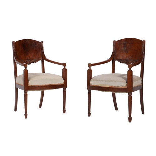 675 - A pair of mahogany armchairs in Empire style, 19th century, each 89cm high