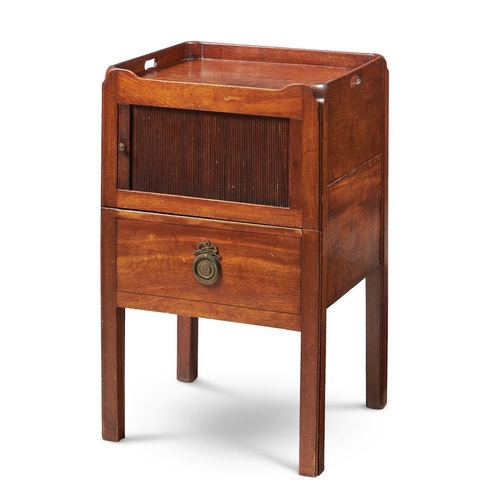 596 - A George III mahogany night commode, circa 1780, with tambour door, 49cm wide, 43cm deep, 78cm high
... 