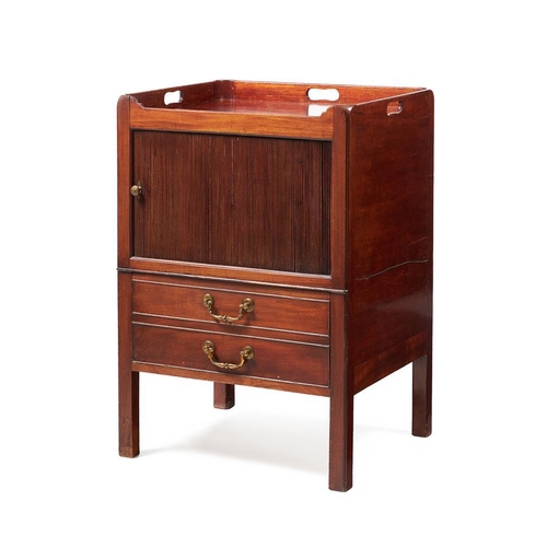 597 - A George III mahogany night commode, circa 1780, incorporating a sliding tambour door, 80.5cm high, ... 