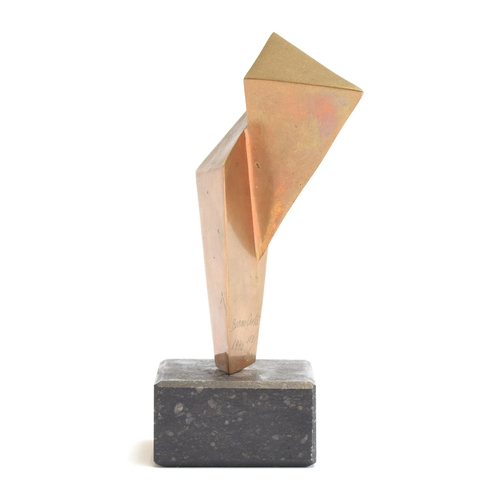 168 - Benno Oertli (Swiss, 1946-1998), abstract bronze maquette, 14.5cm high including plinth, signed and ... 