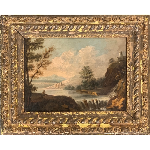 368 - 19th century English school, clouds above an Italianate landscape, oil on canvas, 30.5x42cm