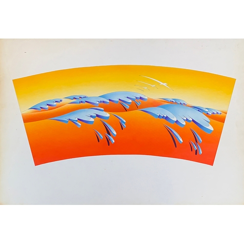 439 - Michael English (1941 - 2009) Waves for JRM Design (Standard Waste Bin), label to verso, airbrush on... 