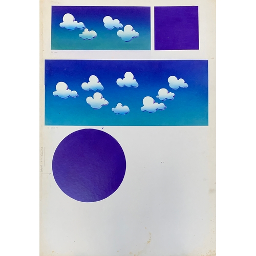 441 - Michael English (1941 - 2009) Clouds for JRM Design (Tea caddy/Large Tin), label to verso, airbrush ... 