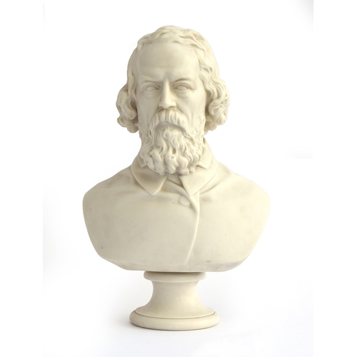 166 - A mid-19th century Adams & Co. parian library bust of Alfred Tennyson, after the sculpture by Thomas... 