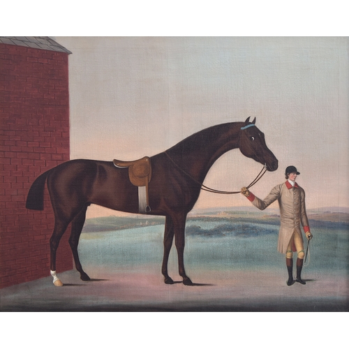 353 - Benjamin Killingbeck (act. 1769-1783), Horse Held by his Rider on Newmarket Heath, oil on canvas, 10...