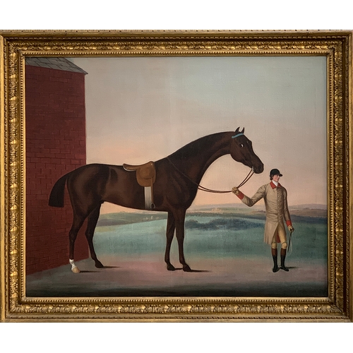 353 - Benjamin Killingbeck (act. 1769-1783), Horse Held by his Rider on Newmarket Heath, oil on canvas, 10... 