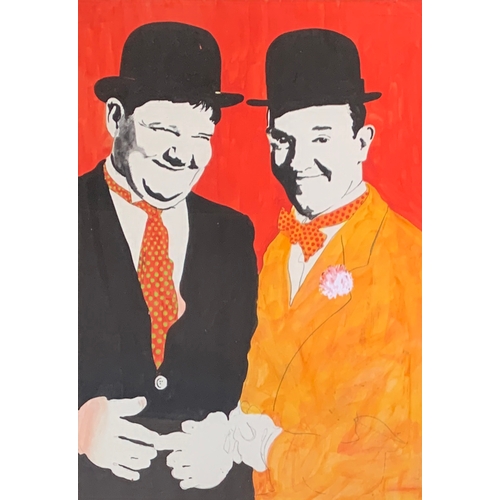 433 - Jeffrey Morgan (b. 1942), original Laurel and Hardy design for tin print for JRM Designs Ltd, waterc... 