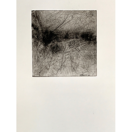 462 - John Virtue (b.1947), Landscape etching, no.27-1996 #2, signed, titled and dated to verso, 15x14.5cm