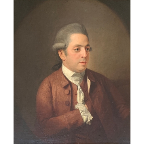 362 - Attrib. Thomas Hickey (Dublin 1741-1824 India). Portrait of a gentleman,  half-length, in a buff coa... 