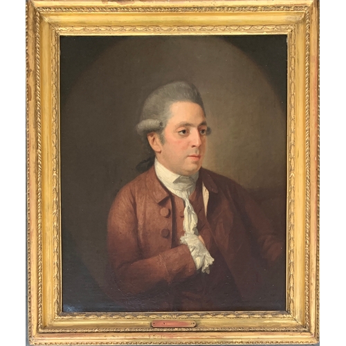 362 - Attrib. Thomas Hickey (Dublin 1741-1824 India). Portrait of a gentleman,  half-length, in a buff coa... 