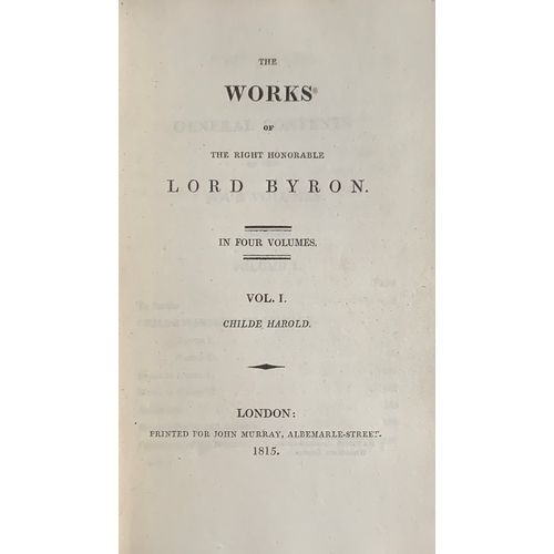 263 - Byron's Works, 'The Works of the Right Honourable Lord Byron', John Murray, London 1815, four vols.,... 