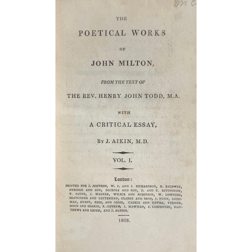 264 - The Poetrical Works of John Milton, vols. I - IV, Rev. Henry John Todd M A (ed), with critical essay... 