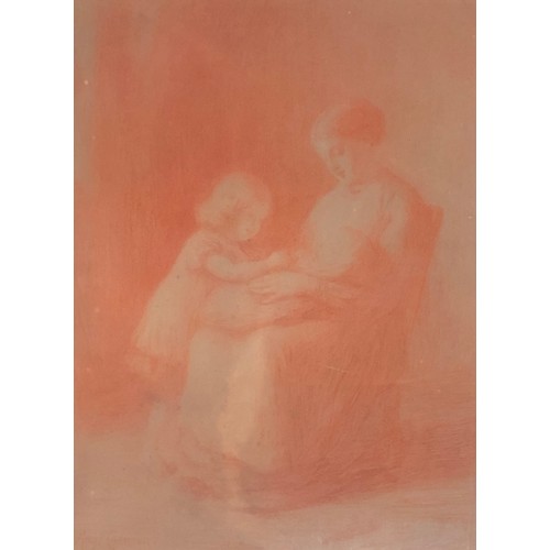 396 - Hugh Cameron RSA, (Scottish 1835-1918), mother and child, red chalk on paper, signed lower left, 67x... 