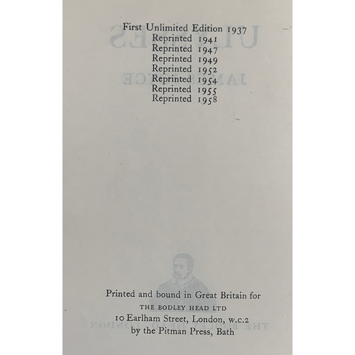 236 - Joyce, James. 2 VOLUMES: 'Ulysses' (The Bodley Head, 1958 reprint of the first unlimited edition wit... 