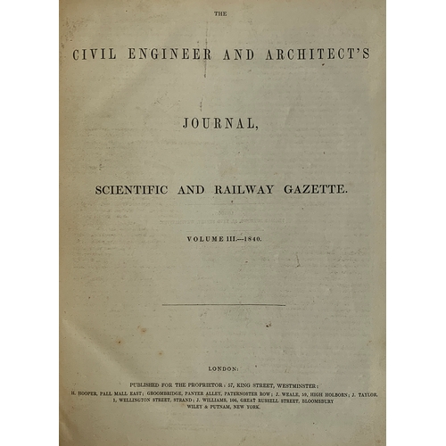 283 - The Civil Engineer and Architect's Journal. Volume III '. 1840. In excellent half-leather binding. L... 