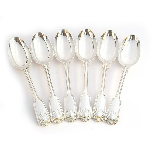 77 - A set of six George V King's pattern dessert spoons by Robinson & Co Ltd, London 1911, 14ozt