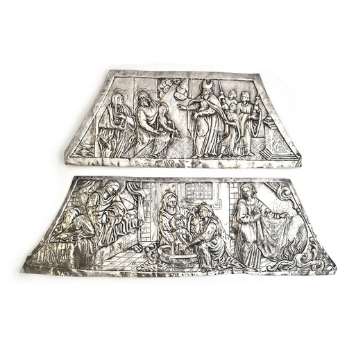 138 - Two Sicilian chased silver plaques, 18th century, silver chased plaques, the smaller depicting the b... 