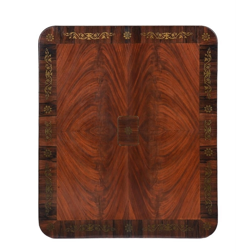 833 - A rosewood and brass inlaid table top, circa 1820 and later, 123 x 104cm