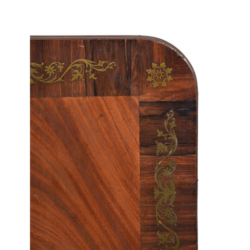 833 - A rosewood and brass inlaid table top, circa 1820 and later, 123 x 104cm