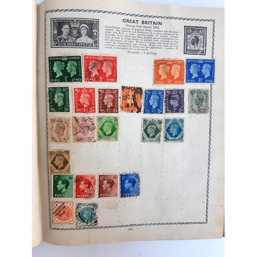 115 - A Triumph stamp album to include stamps from Great Britain, India, Hong Kong, Canada, Belgium, Austr... 