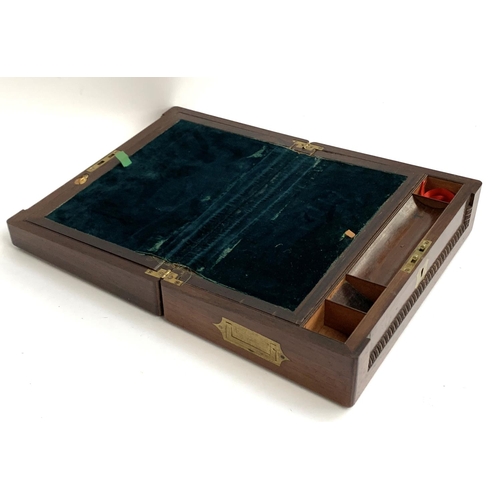 139 - A 19th century rosewood writing box with fitted interior, 35.5cmW