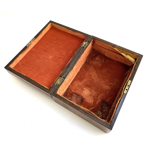 140 - A 19th century rosewood brass inlaid box, 28cmW