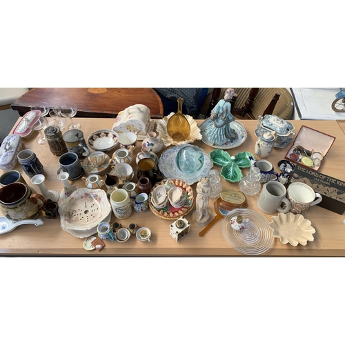 78 - A very large mixed lot of ceramics, to include Doulton Burslem, cabbageware trefoil dish, blown glas... 