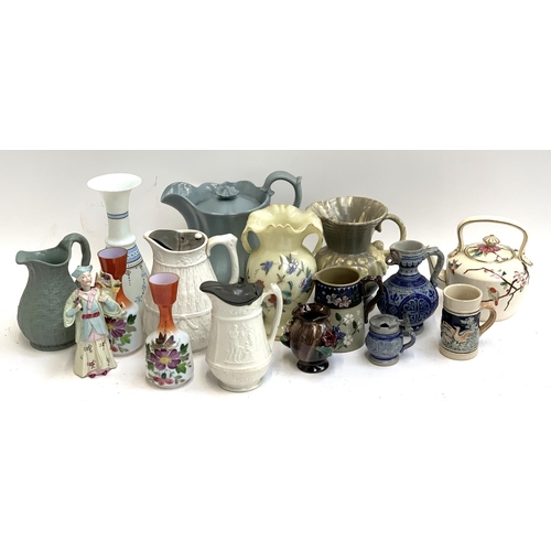 98 - A mixed lot of ceramics to include Westerwald, Lovatt stoneware jug, West German small jug, hand pai... 